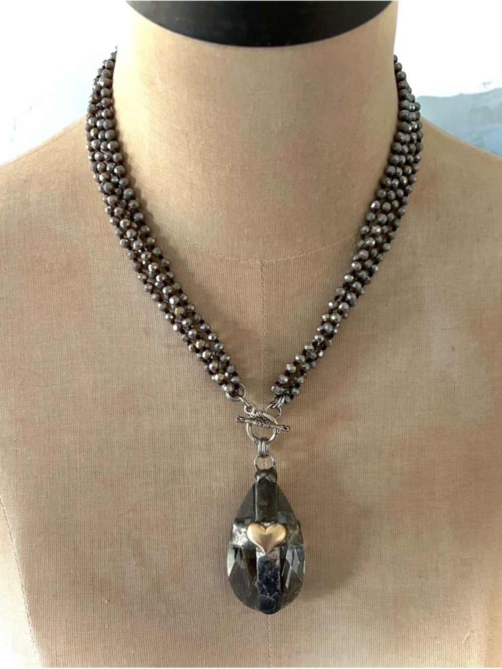 NEW Smoky Crystal Teardrop Cross Pendant with Beaded Crystal. So Versatile!